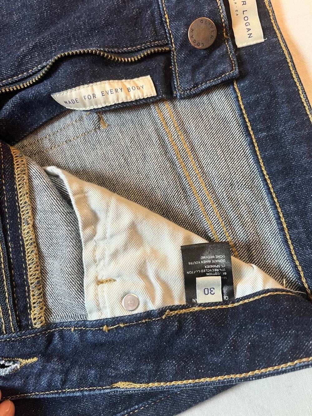 Oliver Logan Dark Wash Denim High Rise Cropped Raw Hem Jeans Size 30 - Picture 3 of 7